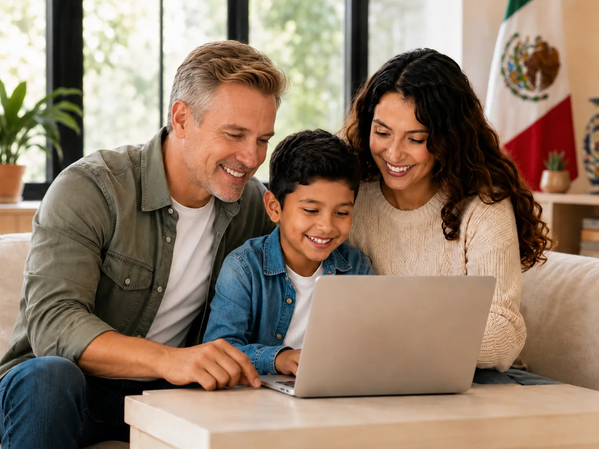 Familia mexicana preparando su trámite consular